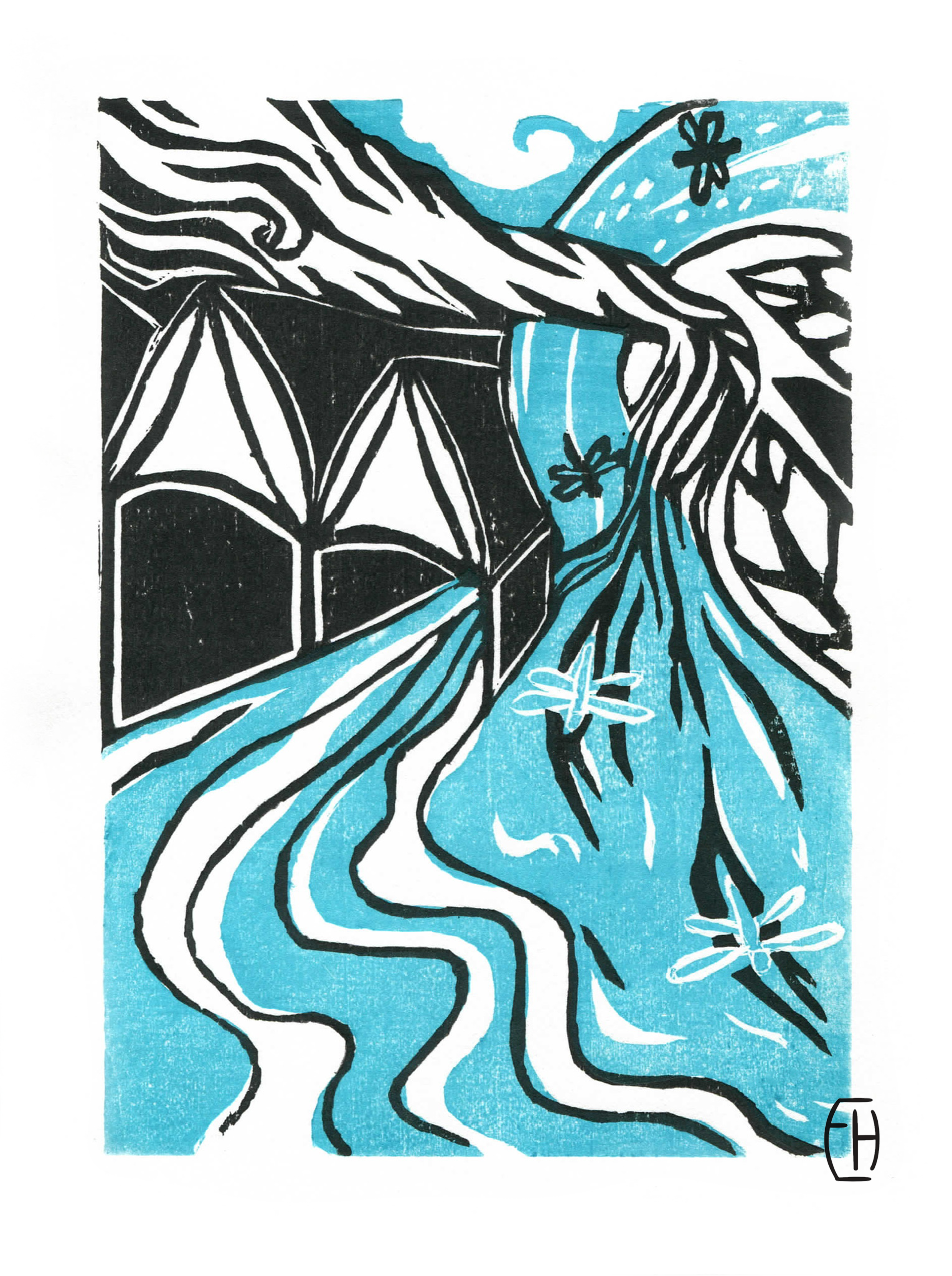 Confluence - Woodblock Print